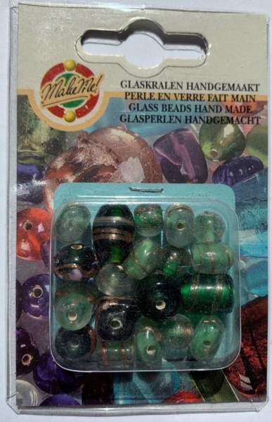 Glasperlen Fancy mix grün-gold